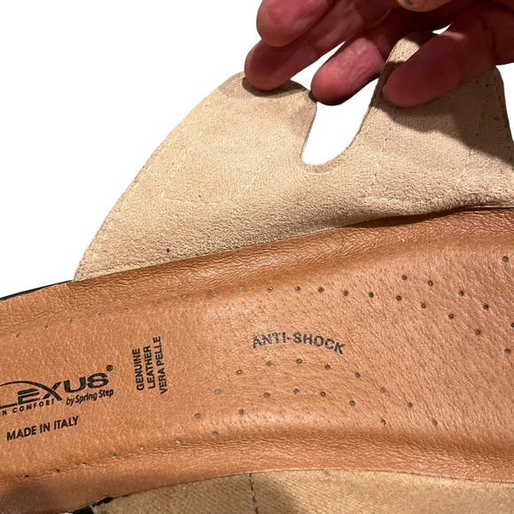 NWOB Flexus Spring Step Anatomic Beige Suede Leather Sandals Glitter Italy 8 - Picture 3 of 12